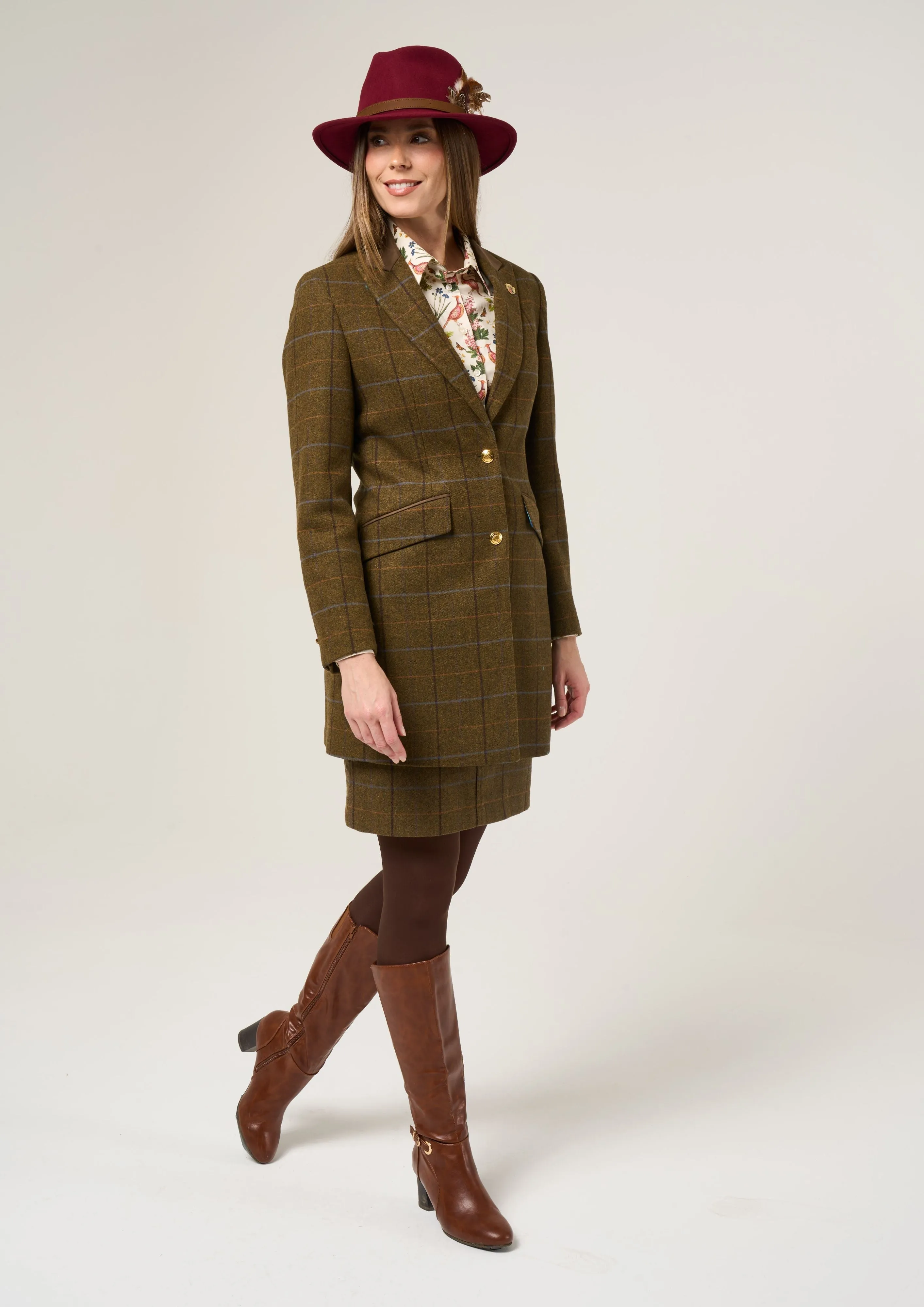 Combrook Ladies Mid-Thigh Coat In Hazel - Regular Fit