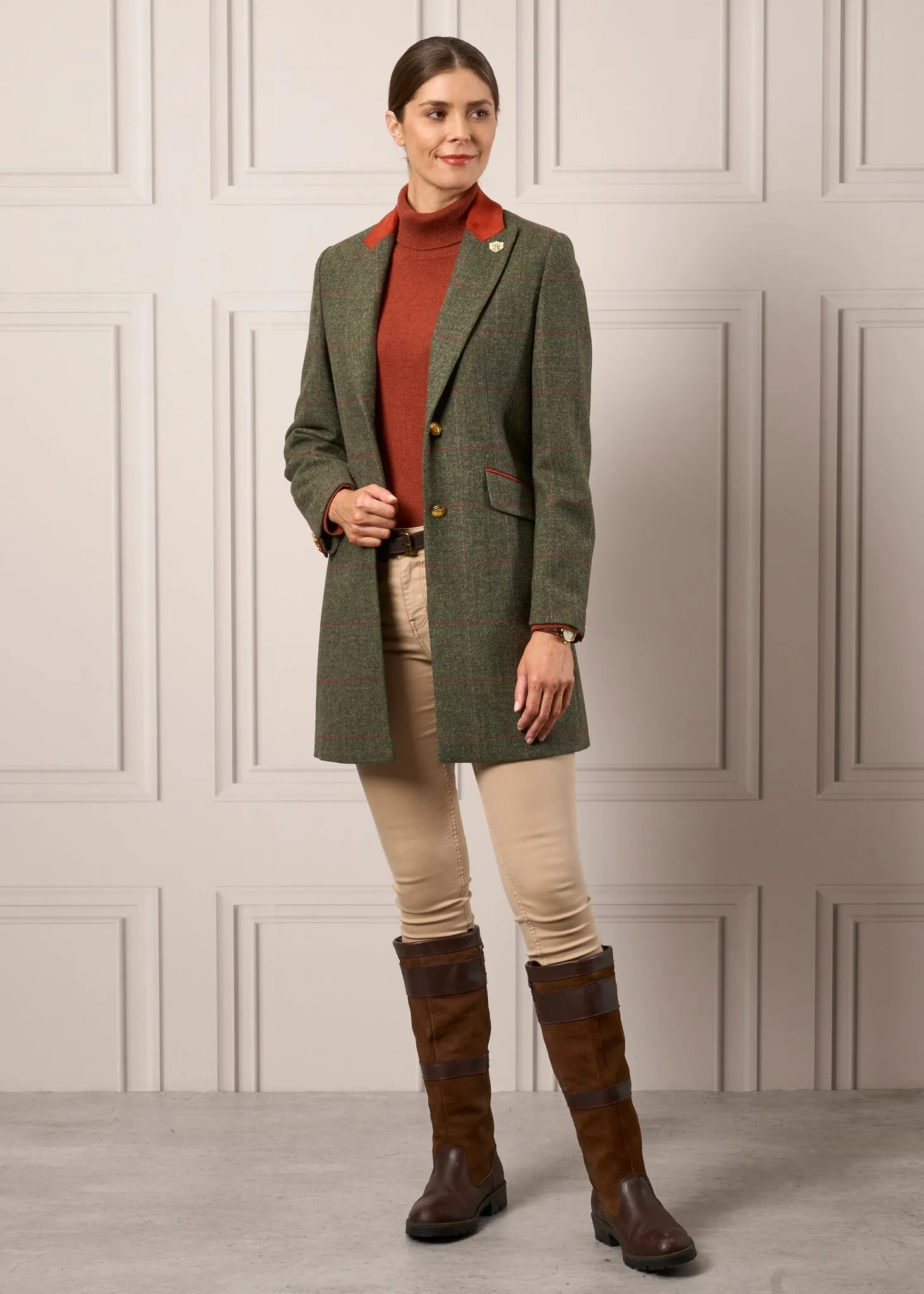 Combrook Ladies Mid-Thigh Coat In Heath - Regular Fit