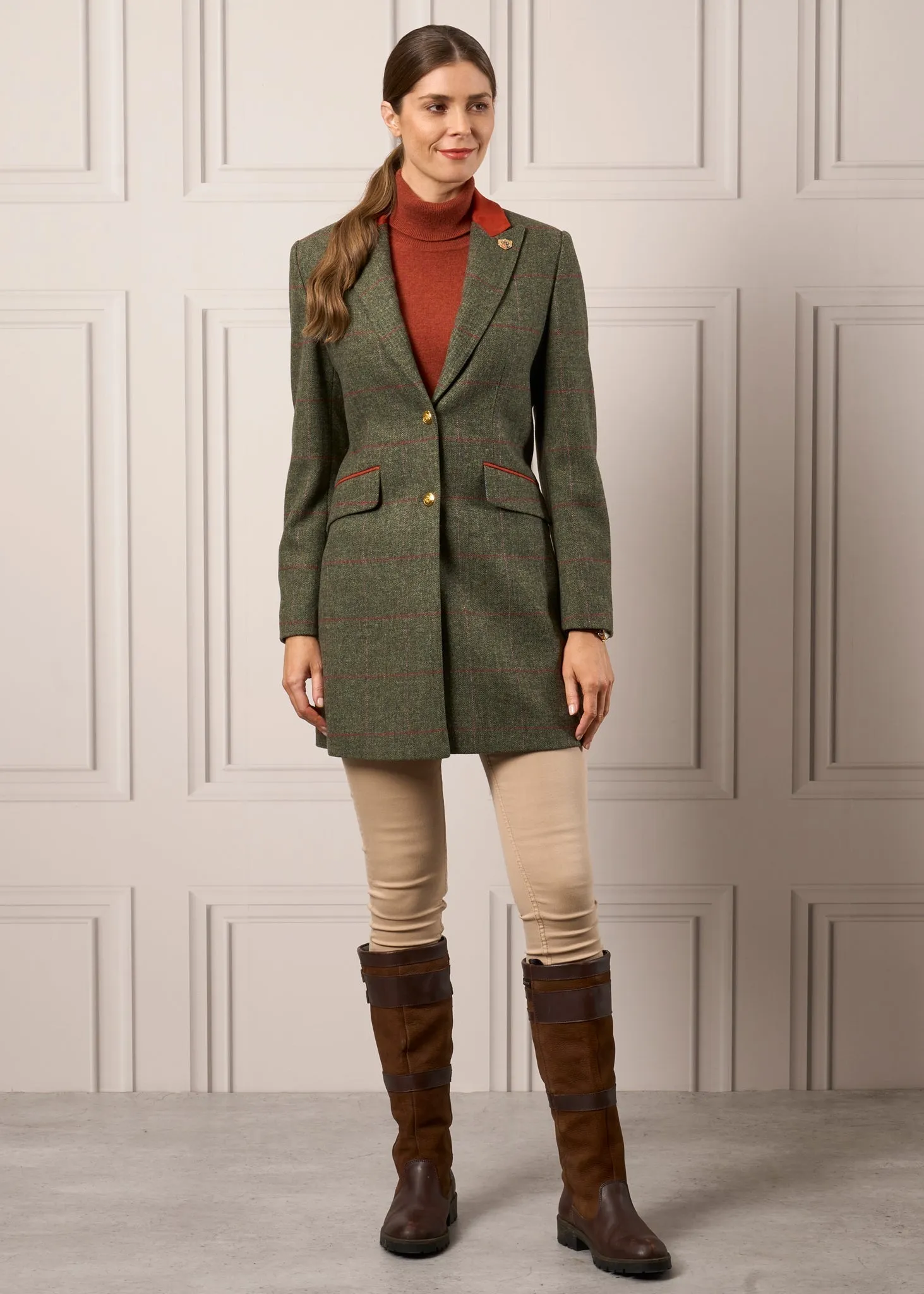 Combrook Ladies Mid-Thigh Coat In Heath - Regular Fit