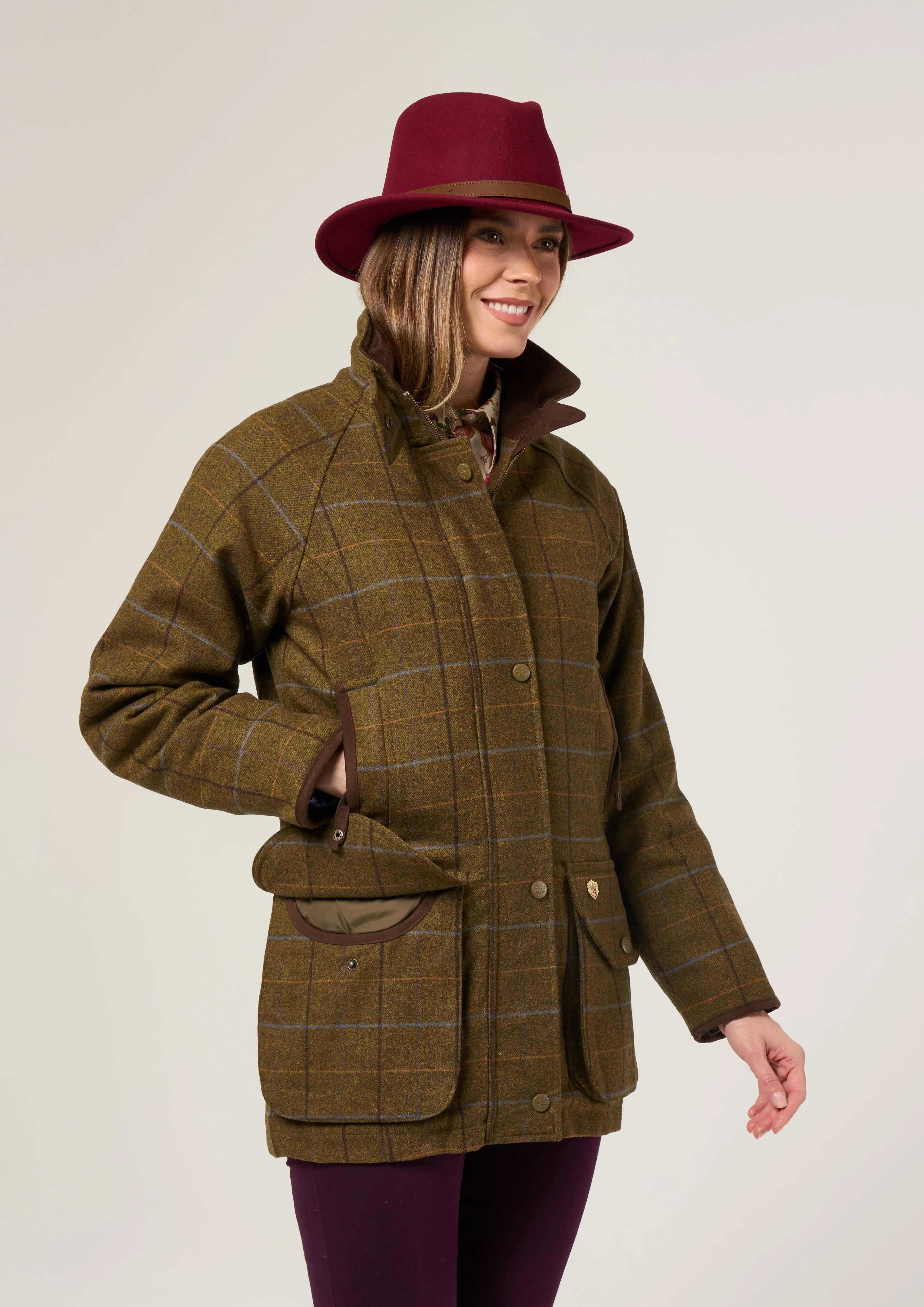 Combrook Ladies Tweed Shooting Coat In Hazel - Shooting Fit