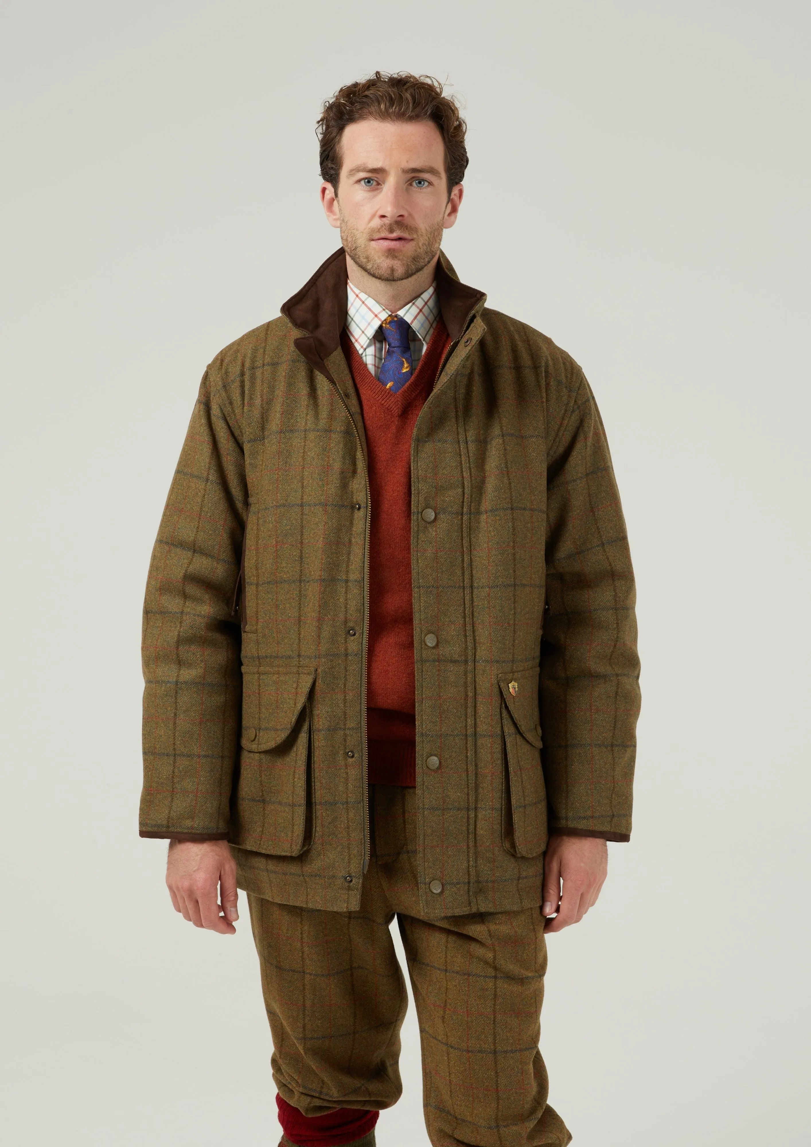 Combrook Men's Tweed Shooting Field Coat In Thyme - Shooting Fit