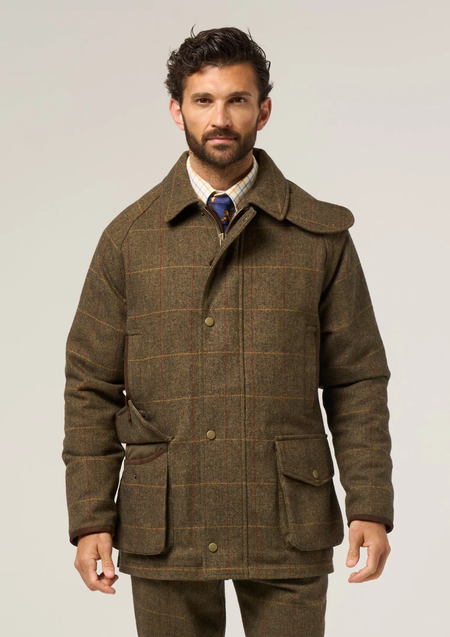 Combrook Men's Waterproof Tweed Coat In Teak - Regular Fit