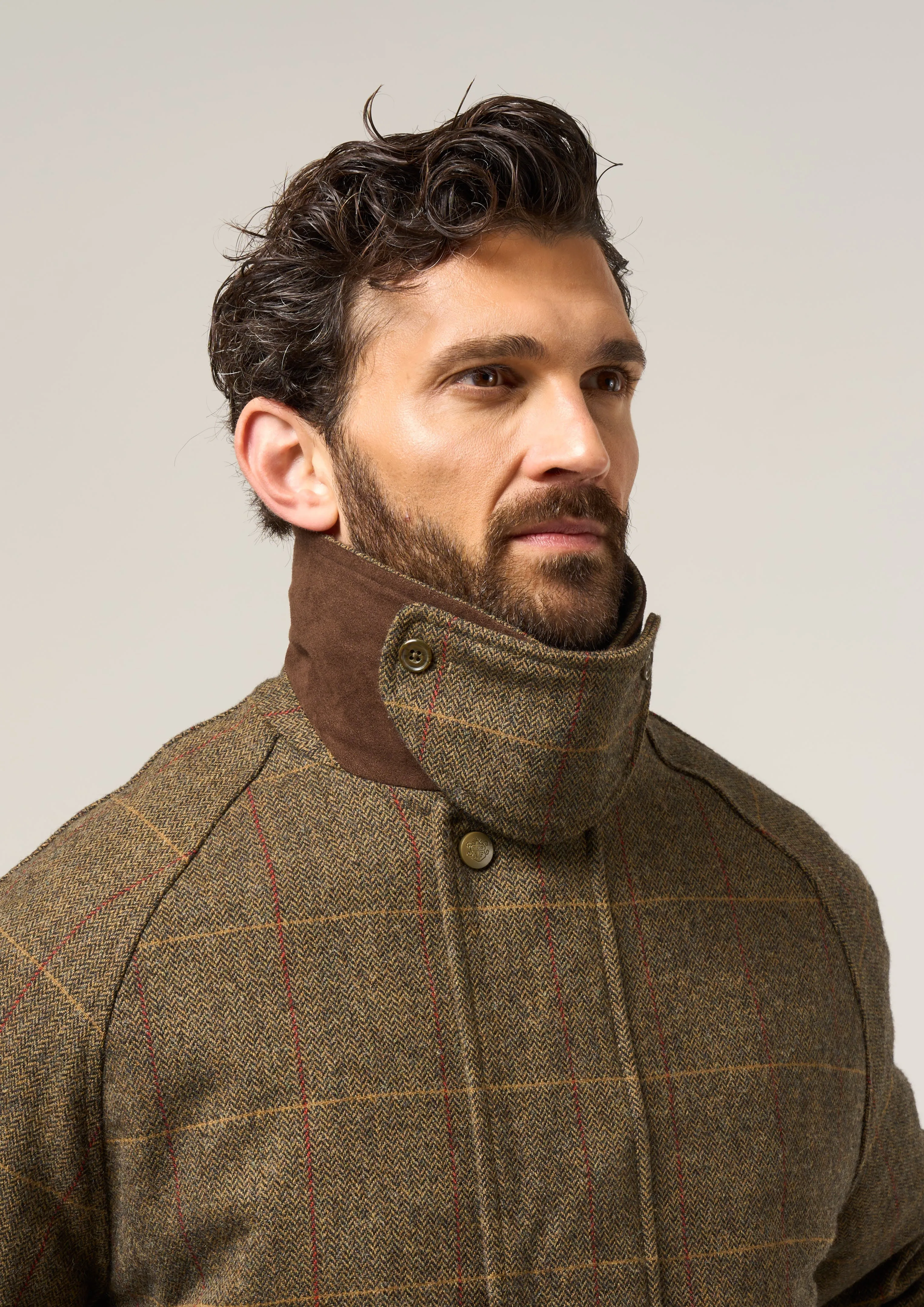 Combrook Men's Waterproof Tweed Coat In Teak - Regular Fit