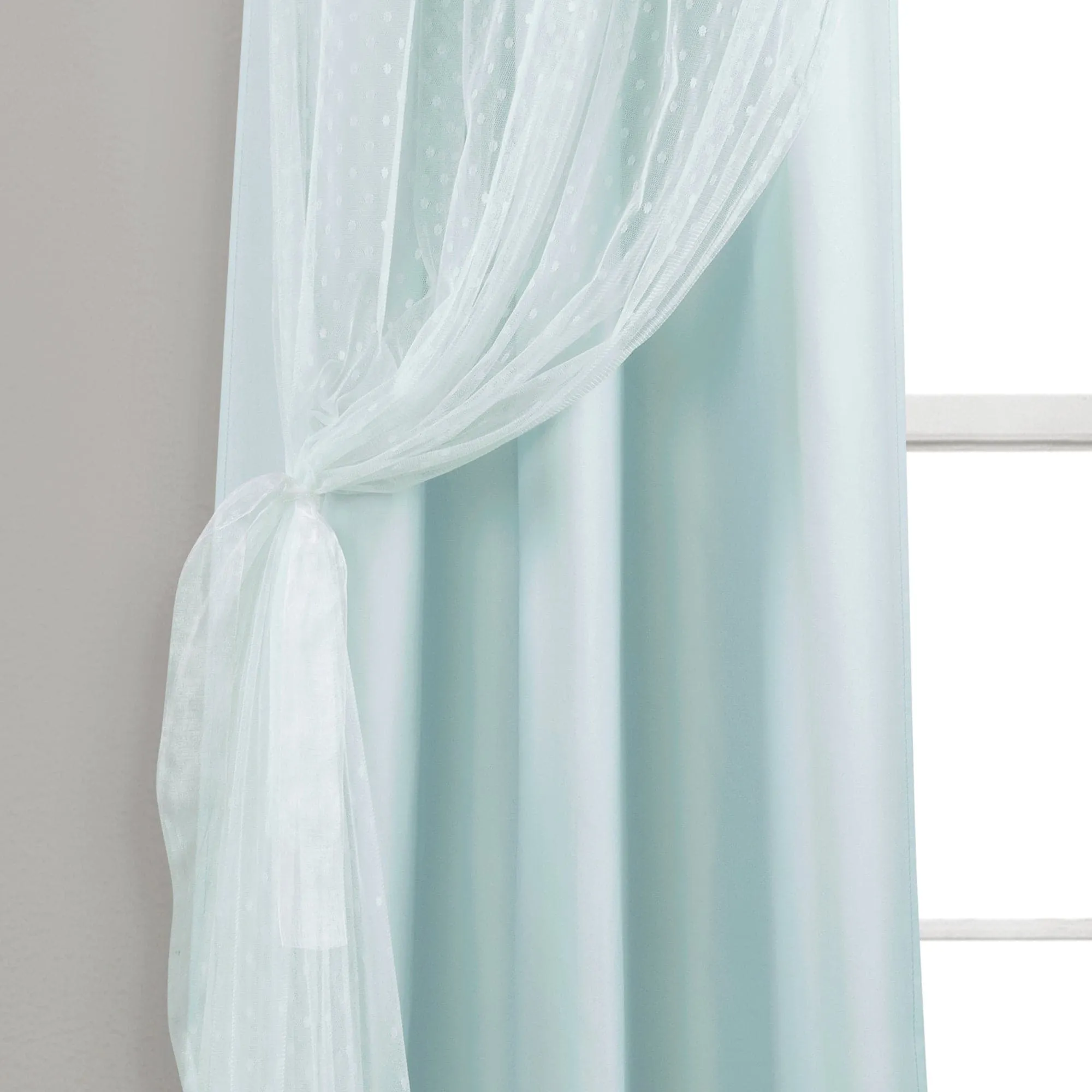 Cottage Polka Dot Sheer Window Curtain Panel Set