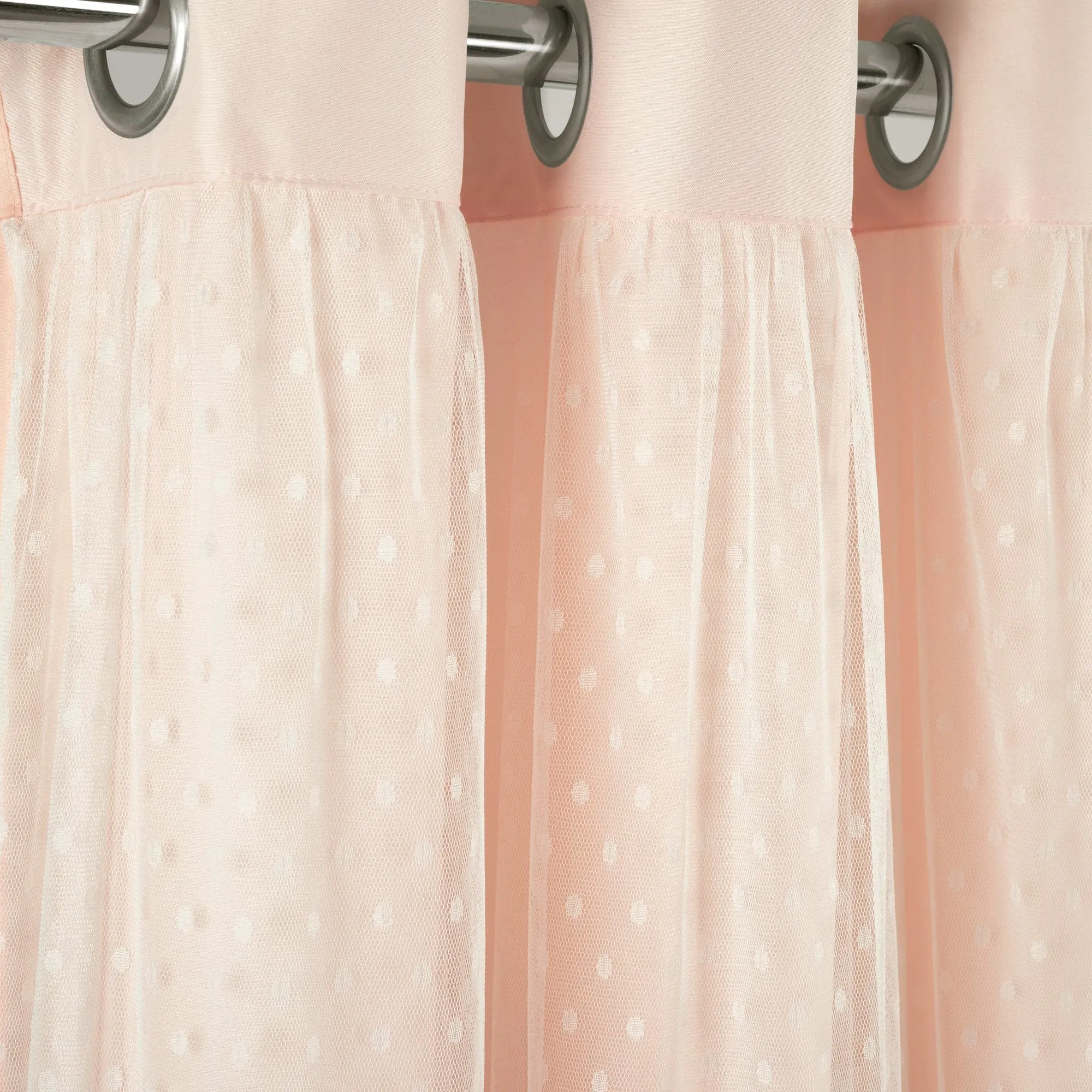 Cottage Polka Dot Sheer Window Curtain Panel Set