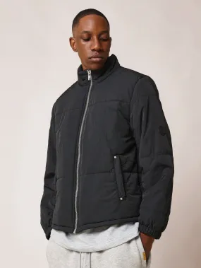 Cropped Zip Through Funnel Neck Puffer Jacket