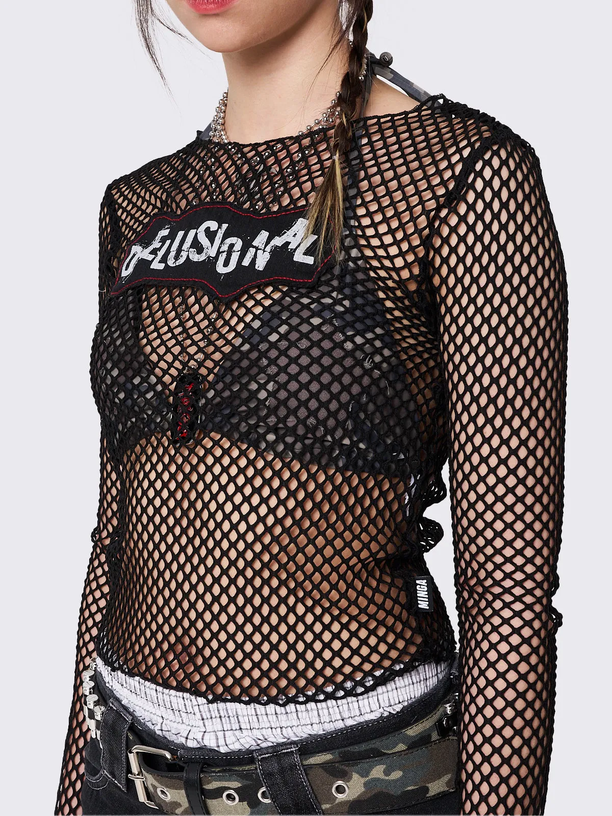 Delusional Fishnet Long Sleeve Top