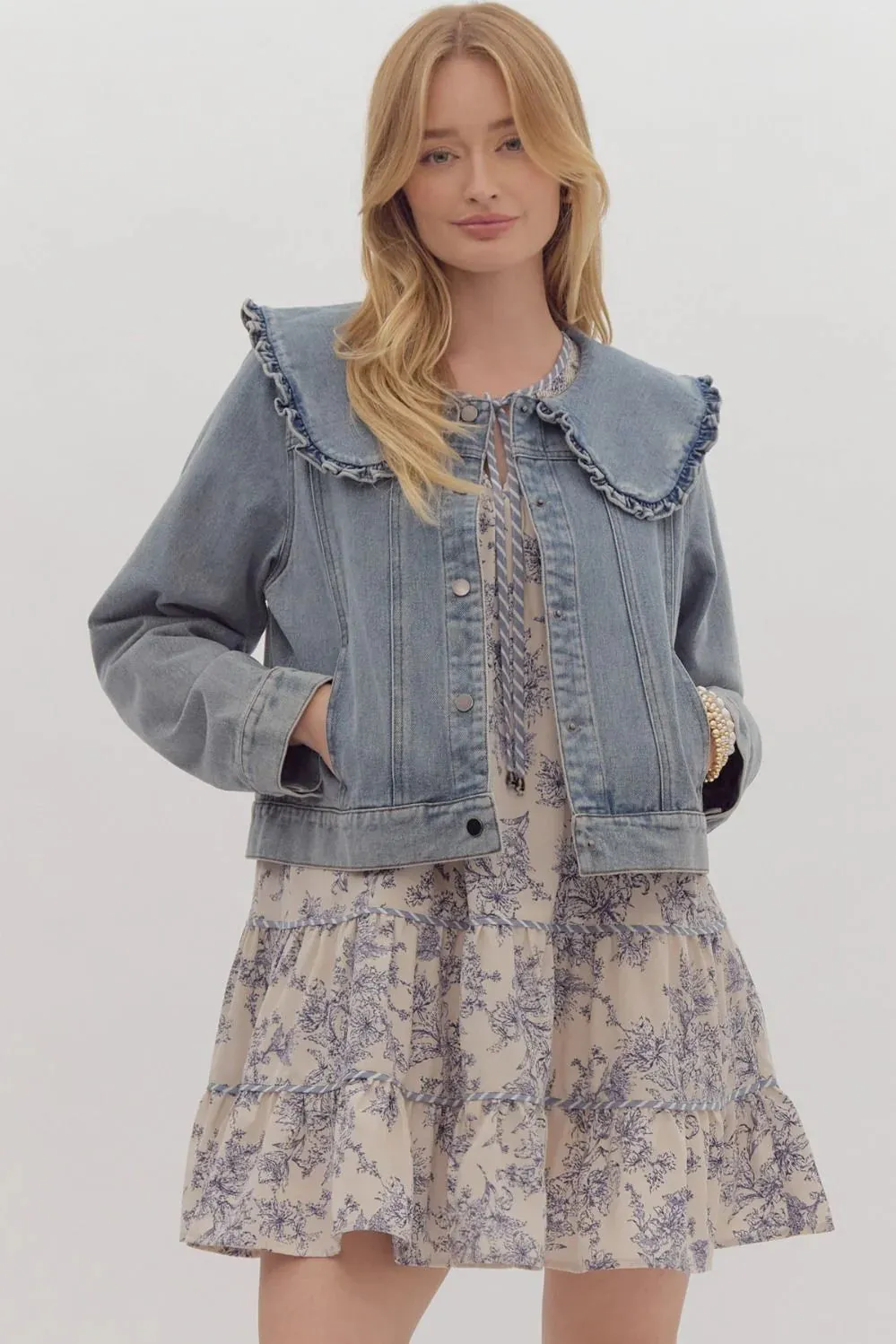 Denim Ruffle Jacket