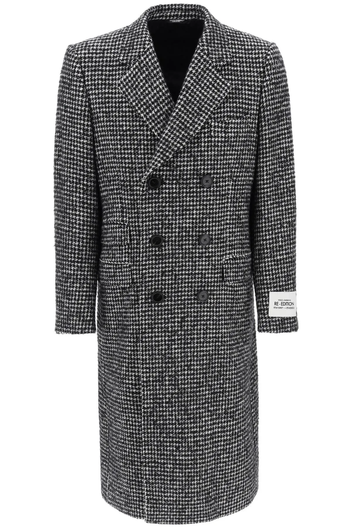 Dolce & Gabbana Re-Edition Coat In Houndstooth Wool