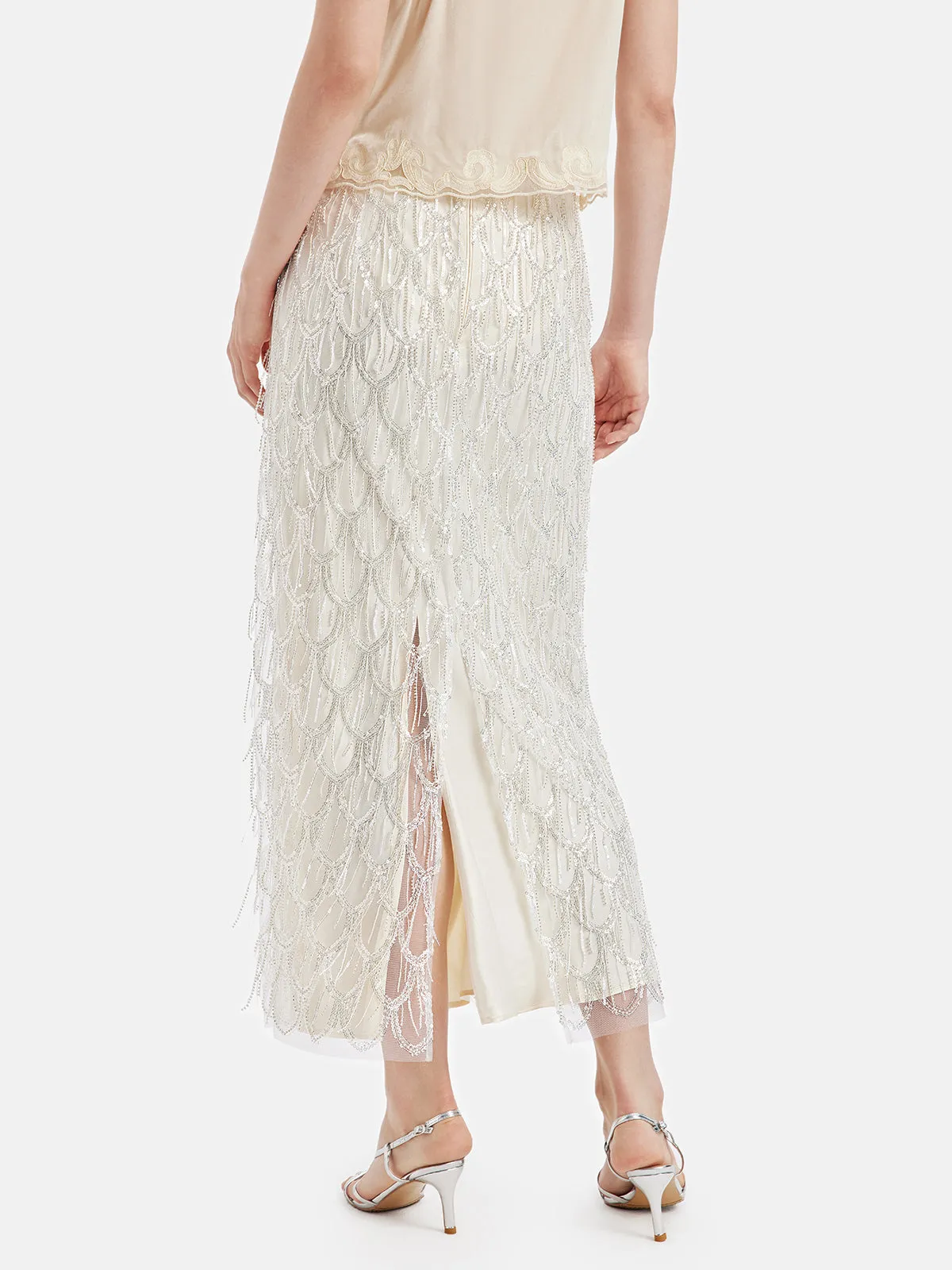 Elegant Sequined Scales Maxi Skirt