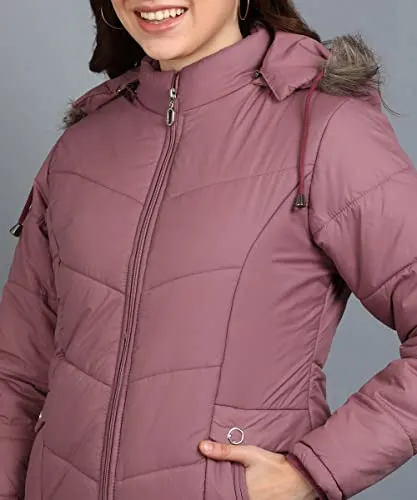 Ellipse Jacket For Girls Women’s Stylish Solid Color Jacket Quilted Jacket Full Sleeves Casual Winter Jacket Girls Winter Wear Jacket for Travelling (Purple, XL)