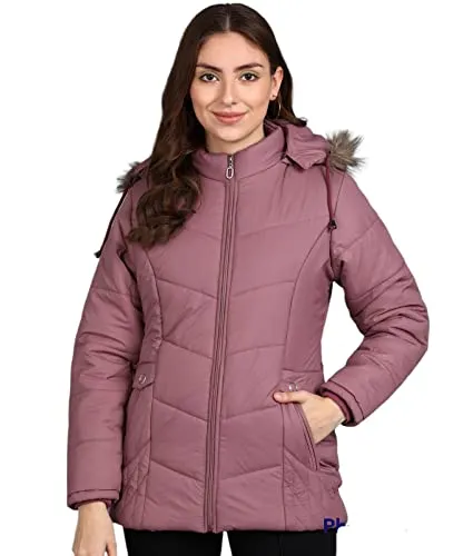 Ellipse Jacket For Girls Women’s Stylish Solid Color Jacket Quilted Jacket Full Sleeves Casual Winter Jacket Girls Winter Wear Jacket for Travelling (Purple, XL)