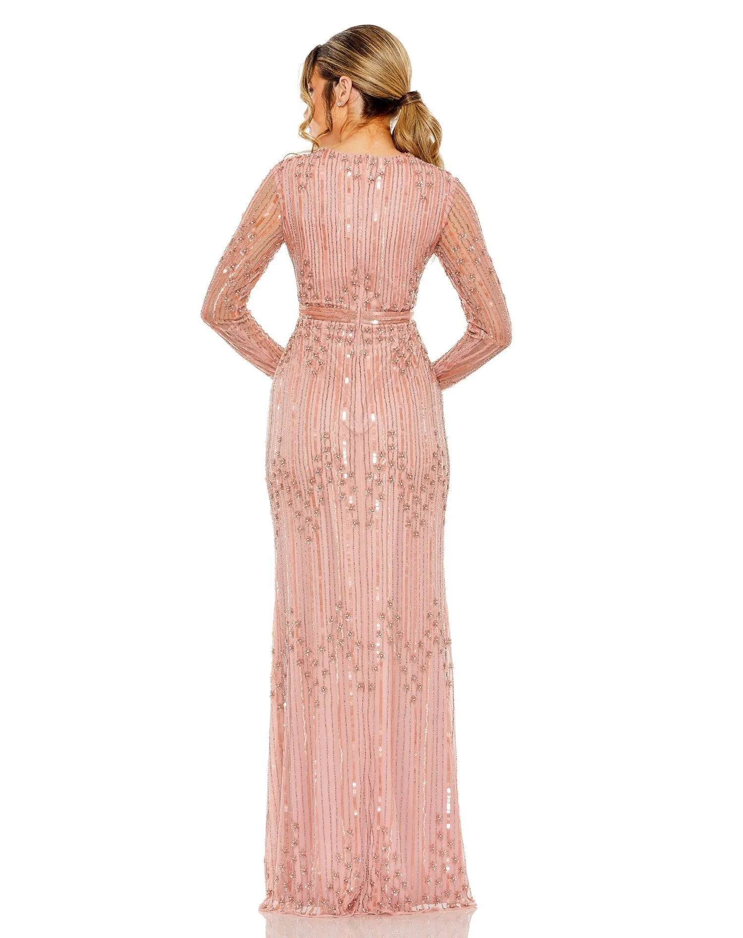 Embellished Long Sleeve Column Gown | Sample | Sz.4