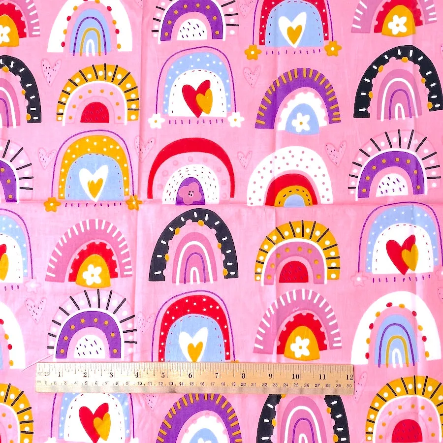 Endless Pink Rainbows Cotton Print from India, 1 Yard Piece #LB-40