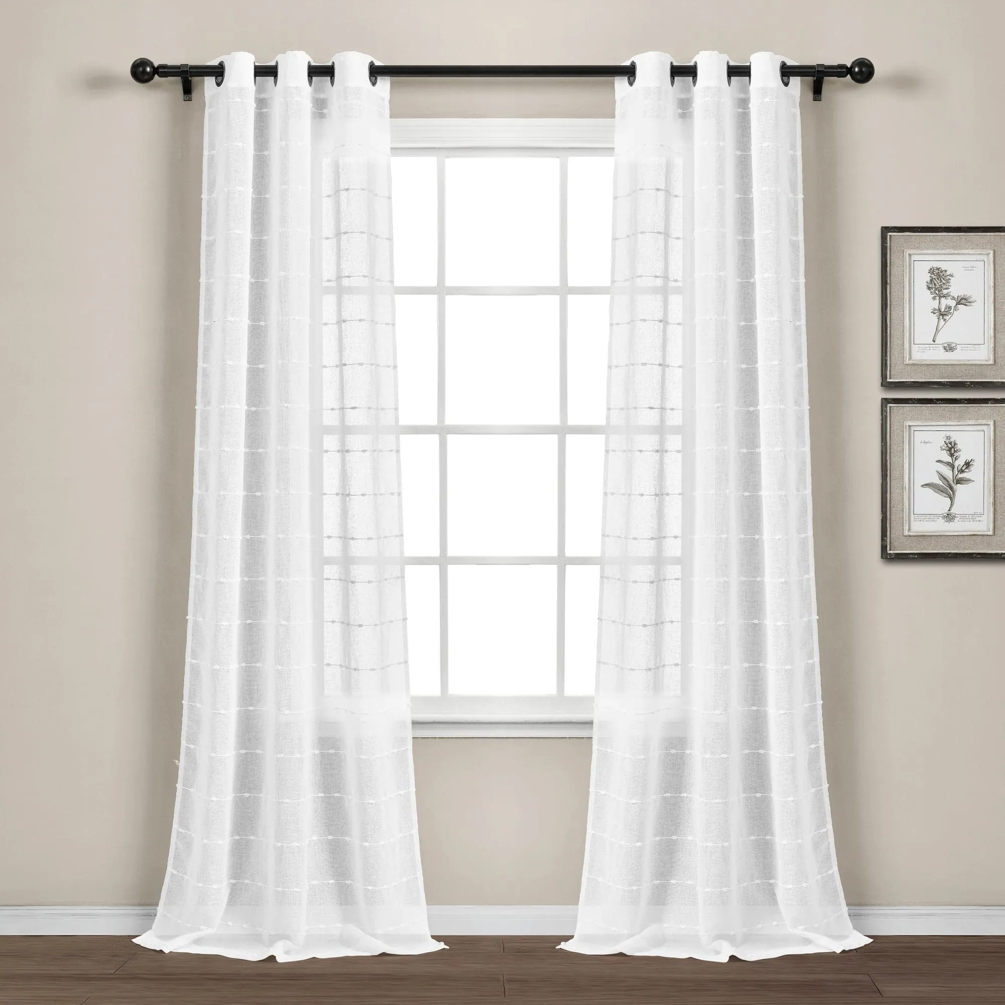 Farmhouse Textured Grommet Sheer Indoor/Outdoor Window Curtain