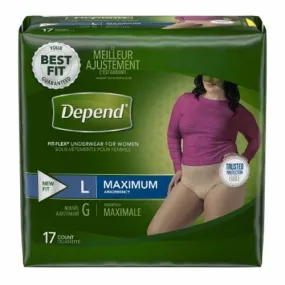 Female Adult Absorbent Underwear Depend  FIT-FLEX  Pull On with Tear Away Seams Large Disposable Hea Count of 60 By Kimberly Clark