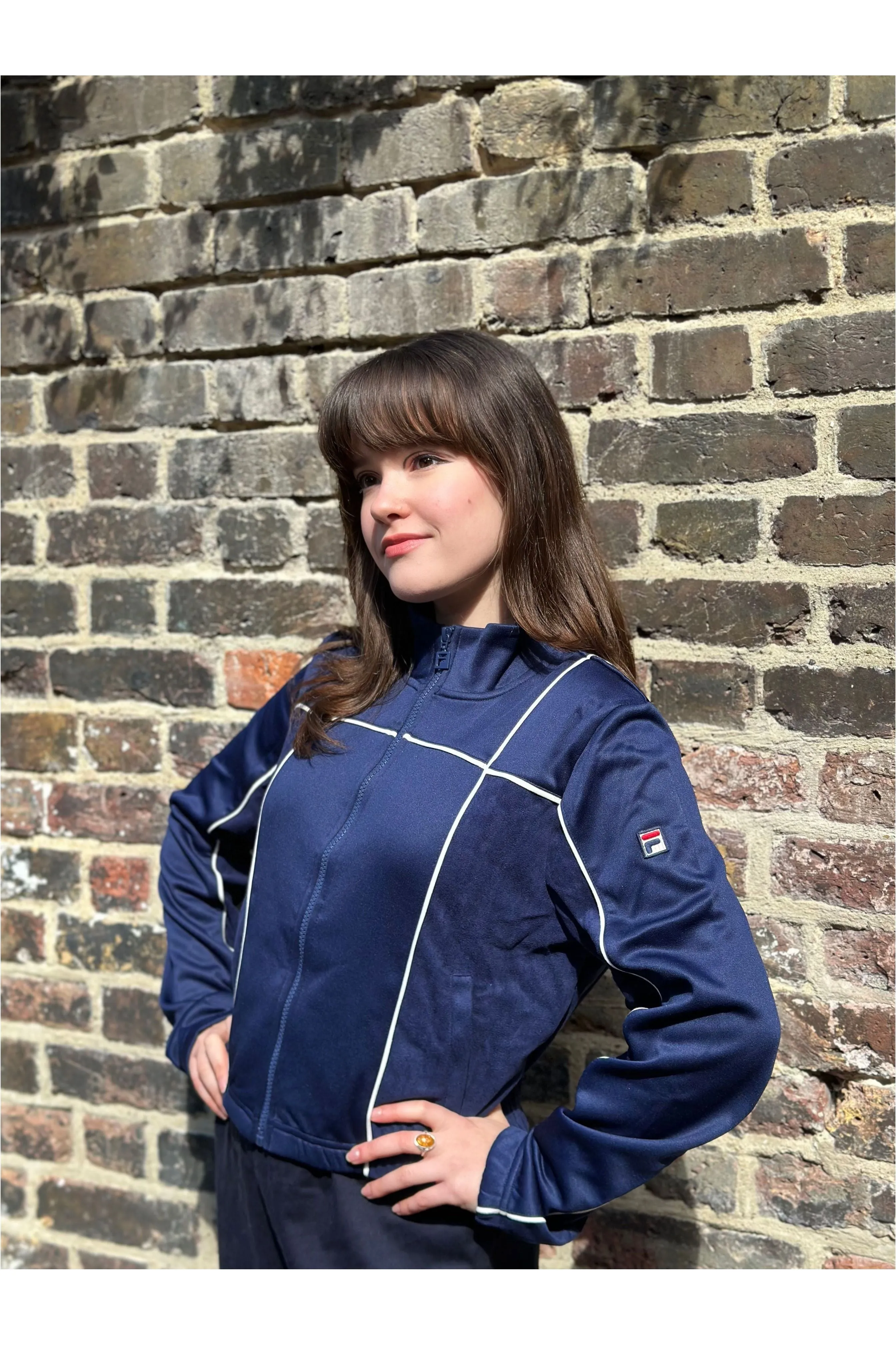 Fila Vintage - Women's Haiden Cropped Navy / Gardenia - Track Top