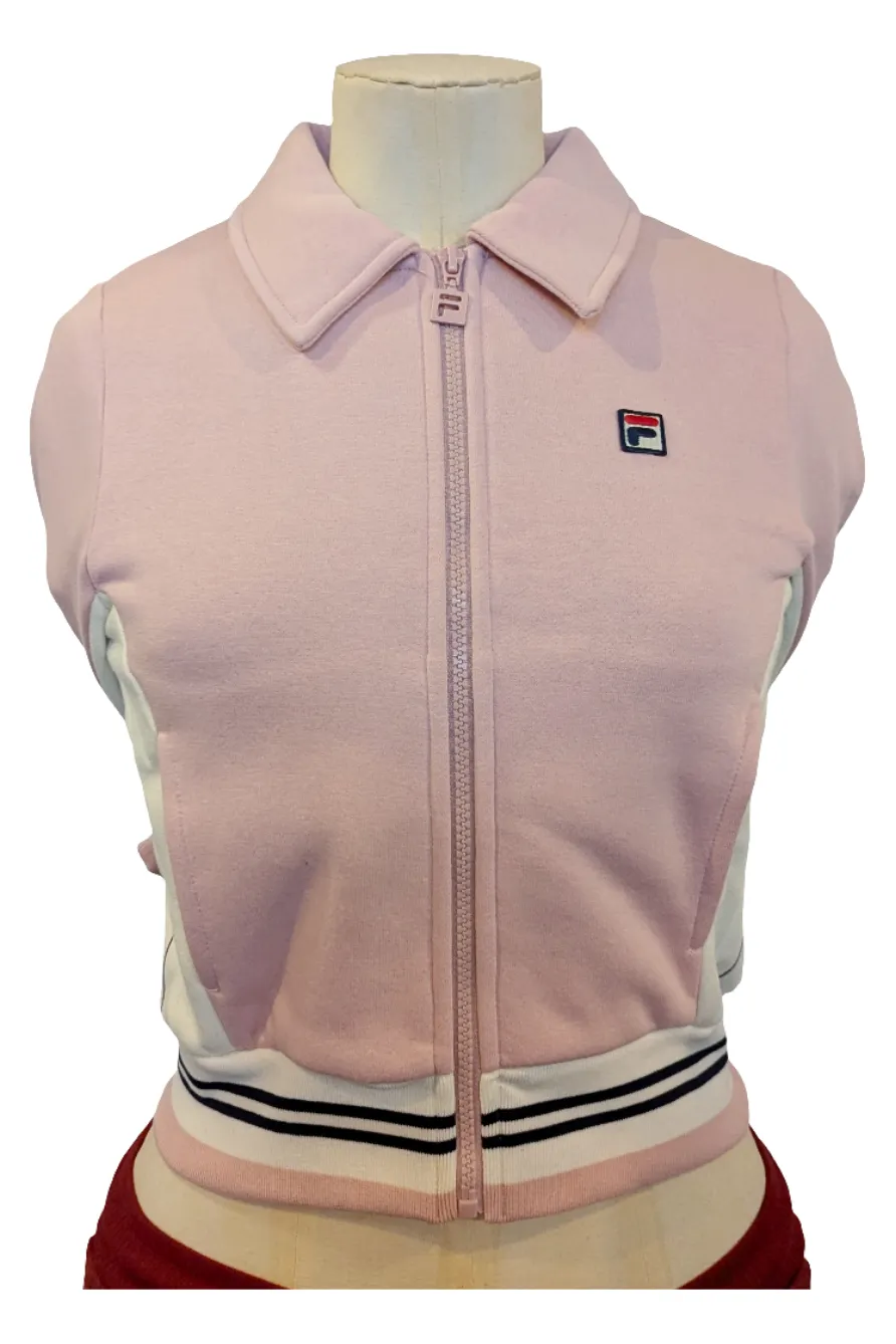 Fila Vintage - Women's Harper Cropped Zip Up Pink Nectar / Gardenia / Fila Navy - Track Top