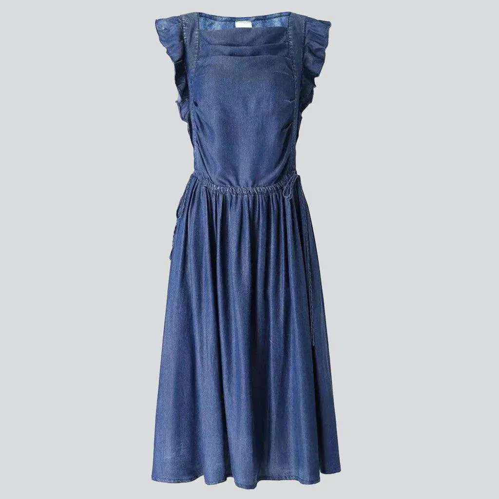 Flared dark denim dress