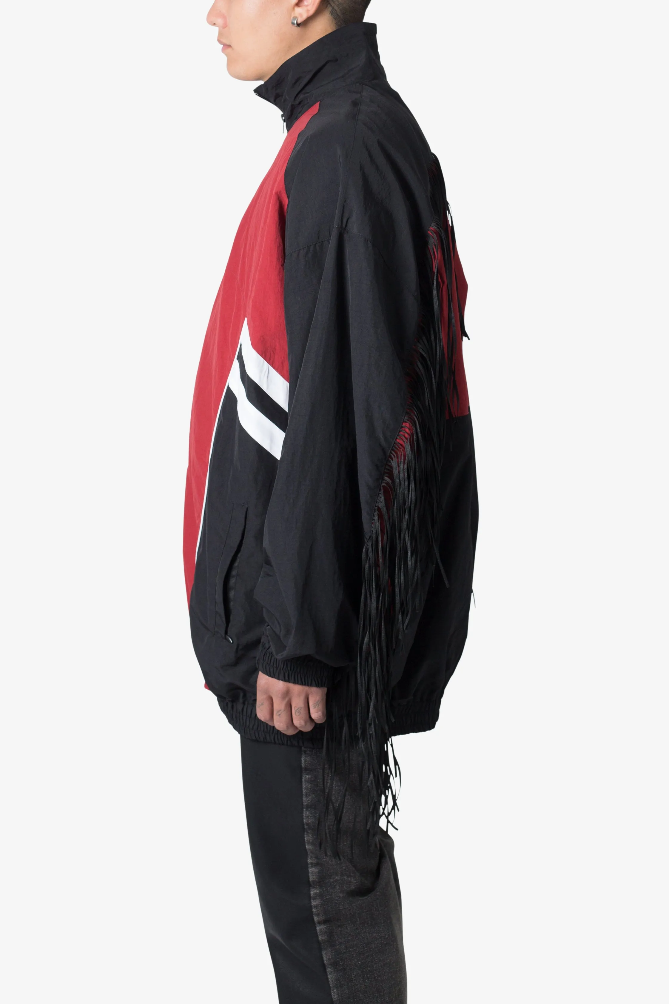 Fringe Nylon Track Jacket - Red/Black