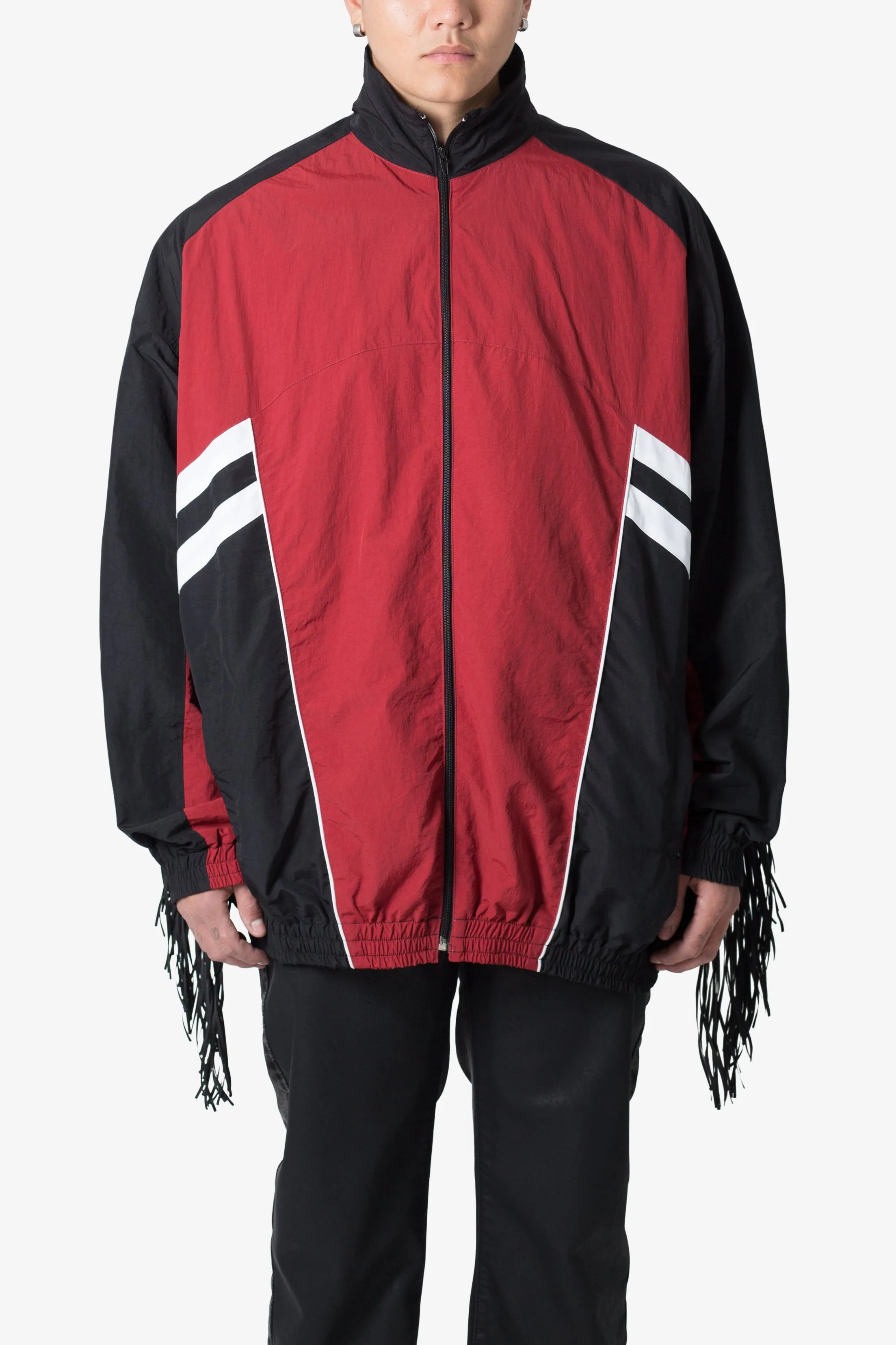 Fringe Nylon Track Jacket - Red/Black