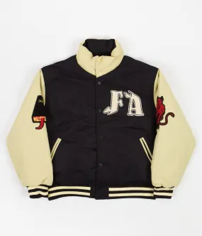 Fucking Awesome Reversible Varsity Puffer Jacket - Black / Cream