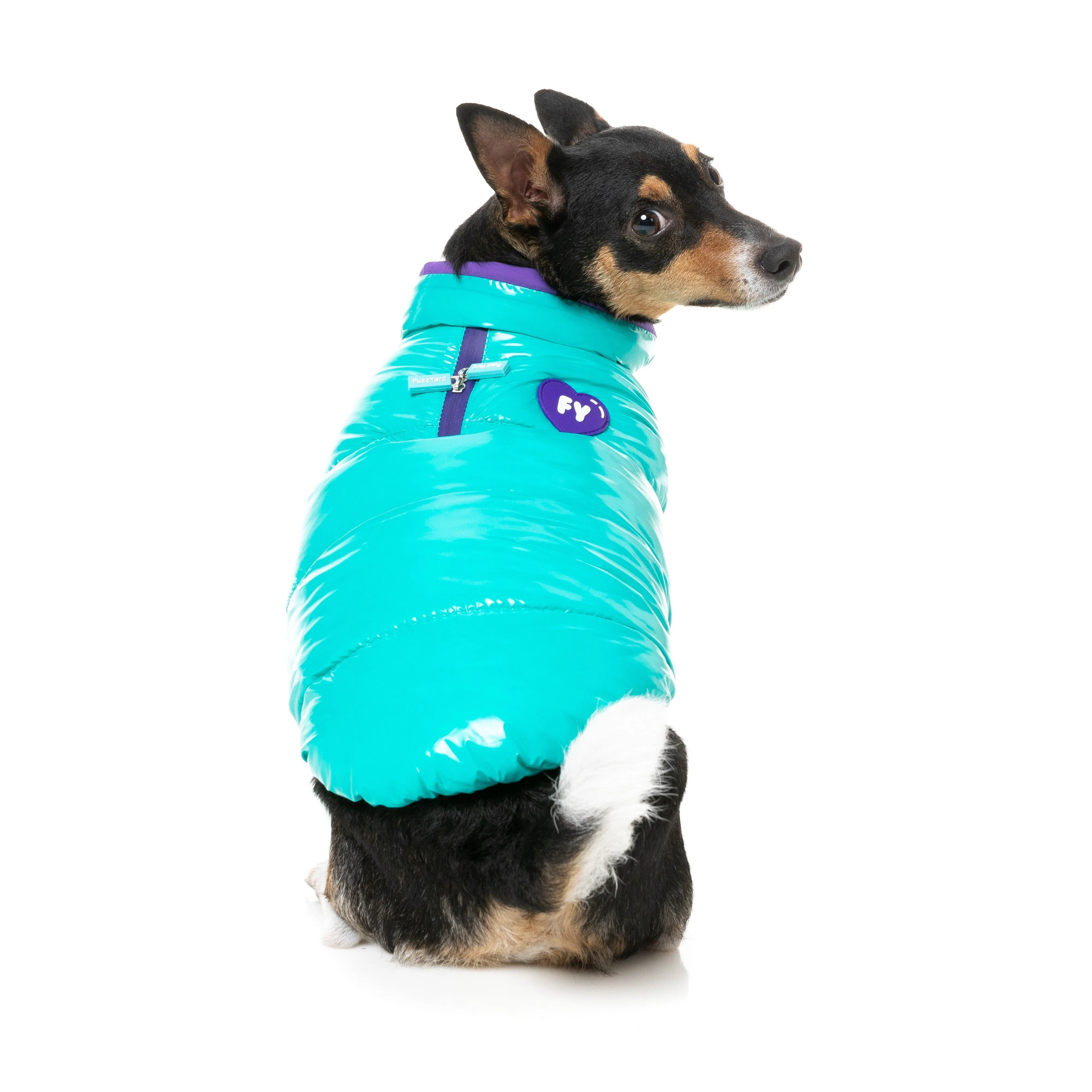 FuzzYard Dog Apparel Amor Puffer Jacket Turquoise and Purple Size 1 XXSmall***