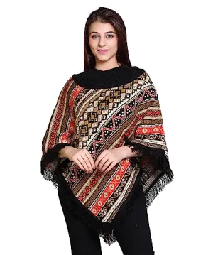 Generic Women's Cape Poncho Coat Multicolor Multicolour Free Size