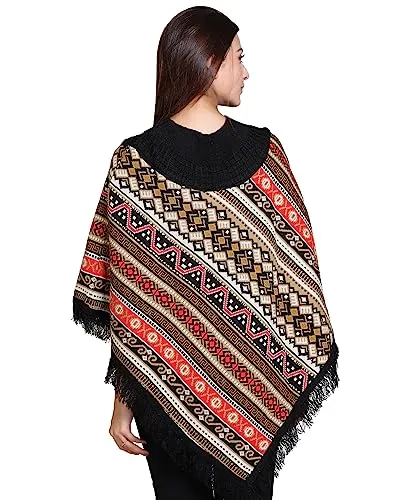 Generic Women's Cape Poncho Coat Multicolor Multicolour Free Size