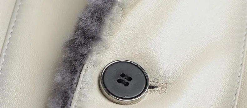 Genuine Leather with Real Shearling Fur Lined Coat