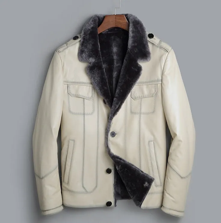 Genuine Leather with Real Shearling Fur Lined Coat