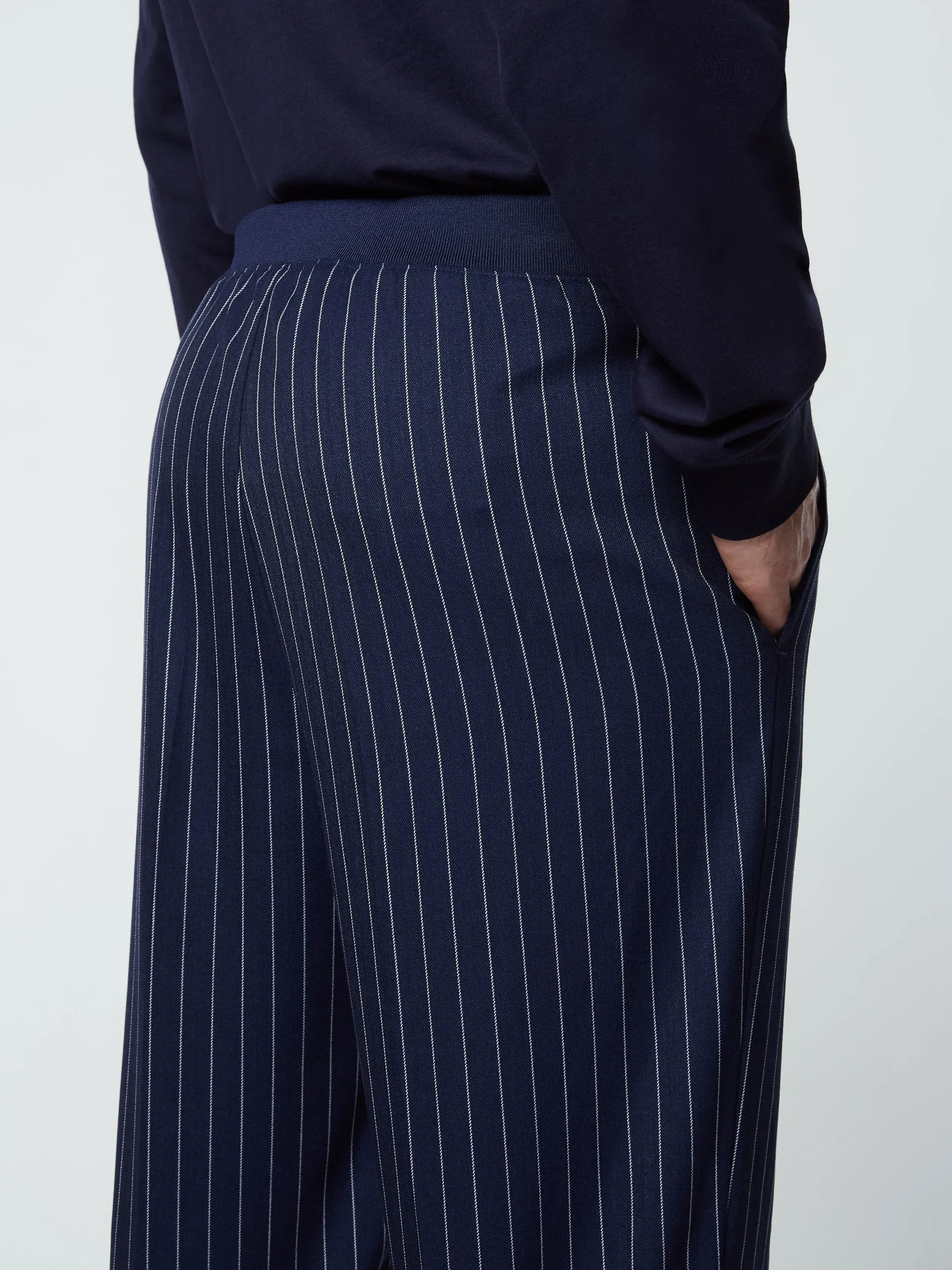 Gessato Suiting Track Pant- Maritime Blue