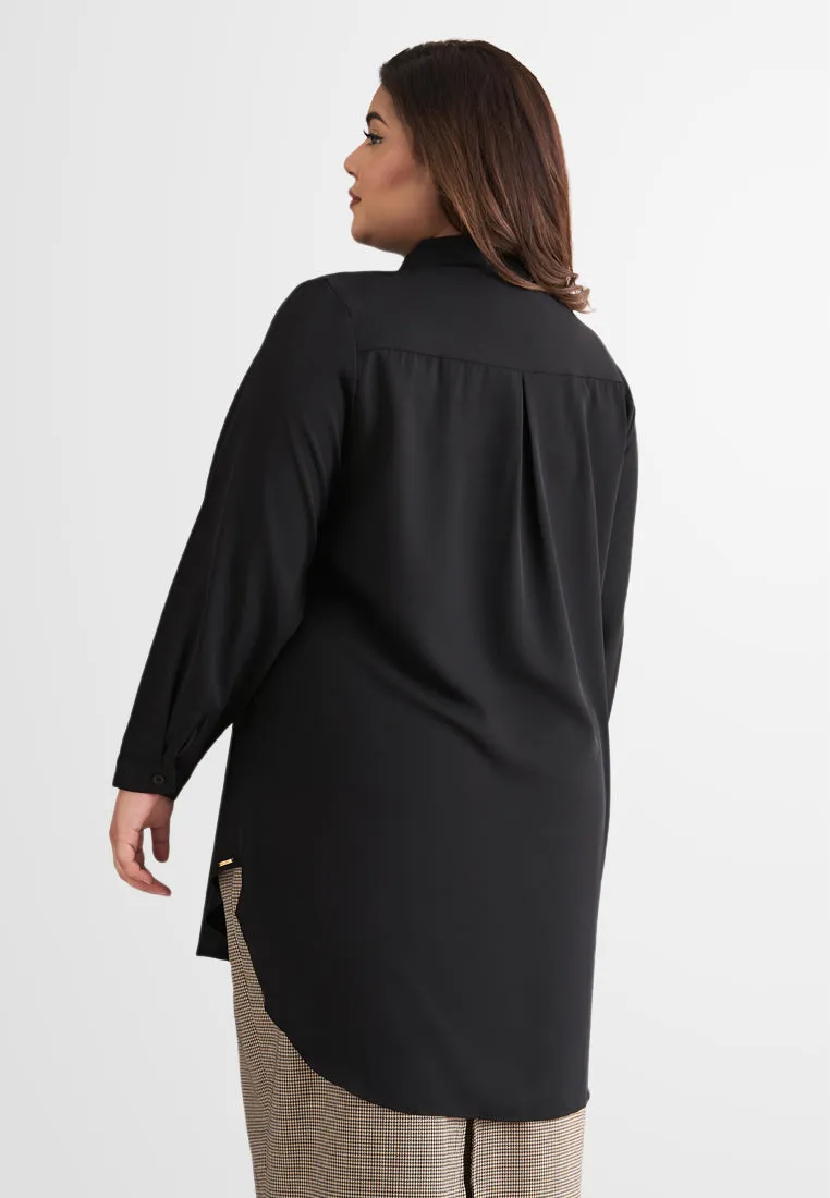 Gina Long Button Crepe Blouse