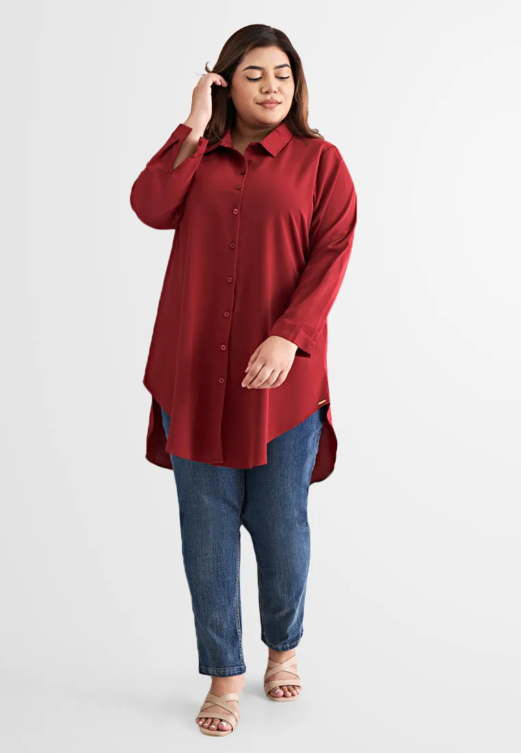 Gina Long Button Crepe Blouse