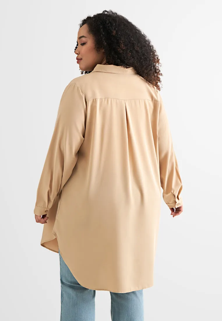 Gina Long Button Crepe Blouse