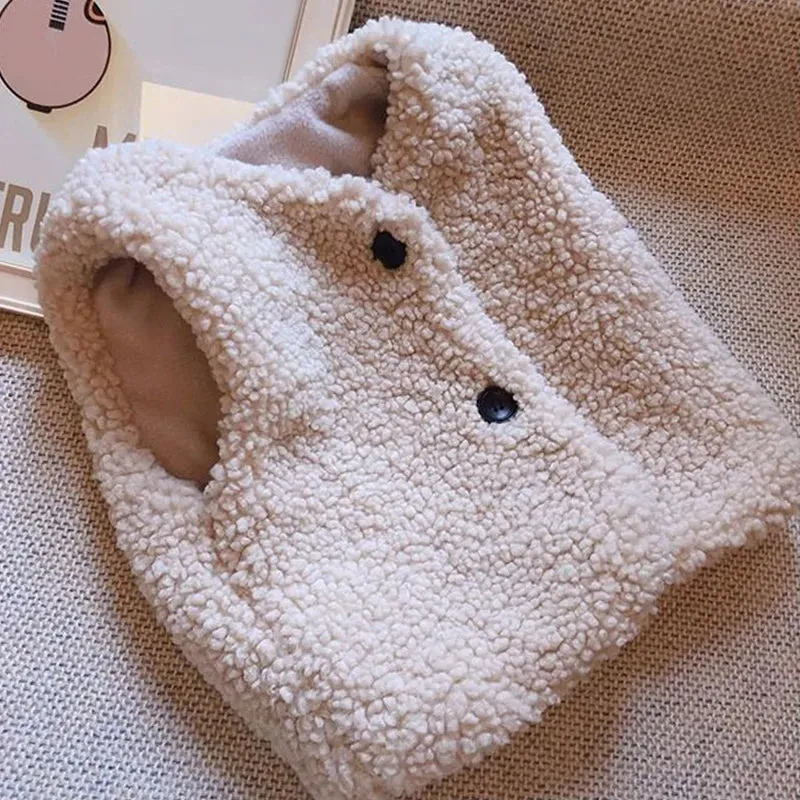 Girl'S Lamb Wool Vest Spring Autumn New Korean Version Thickened Warm Vest Men And Women Universal Fashion Children'S Clothing