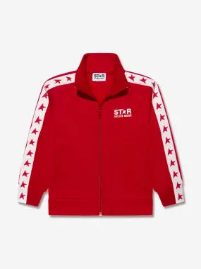 Golden Goose Kids Star Band Zip Up Track Jacket in Red