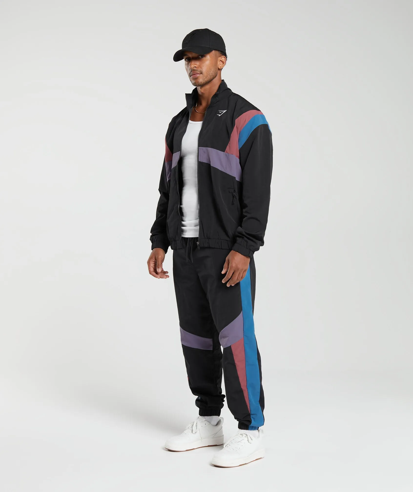 Gymshark Retro Track Jacket - Black/Blue/Purple/Soft Berry