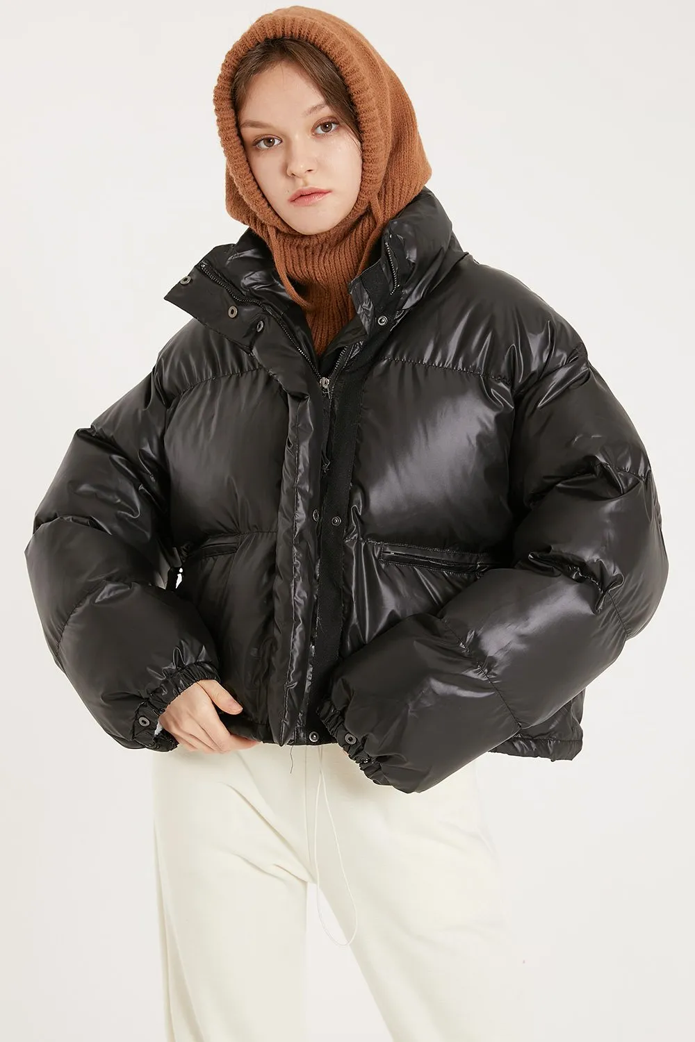 Harlow Faux Leather Puffer Jacket