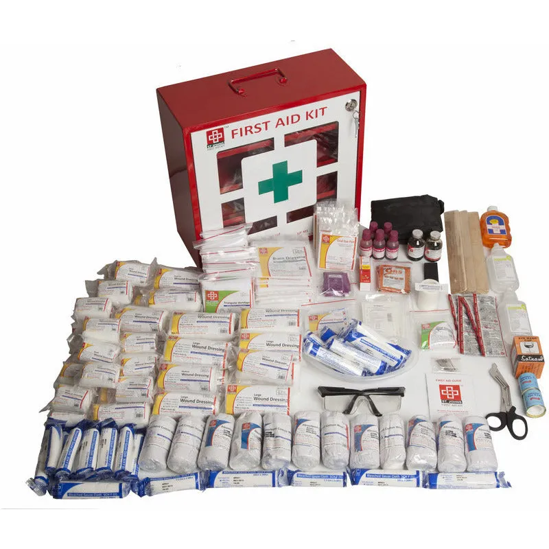 Industrial First Aid Kit Large - Metal Box Wall Counted With Acrylic Door  -244 Components - Designed As Per Industrial Act- SJF M1 - St Johns First Aid Kit