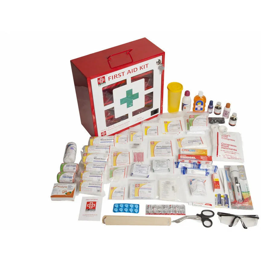 Industrial First Aid Kit Large - Metal Box Wall Counted With Acrylic Door  -244 Components - Designed As Per Industrial Act- SJF M1 - St Johns First Aid Kit