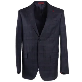 Isaia Dark Blue Check Wool Sport Coat