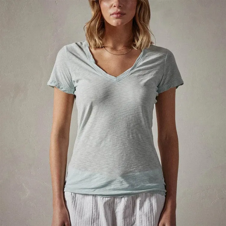 James Perse Sheer Slub Casual V Neck Tee