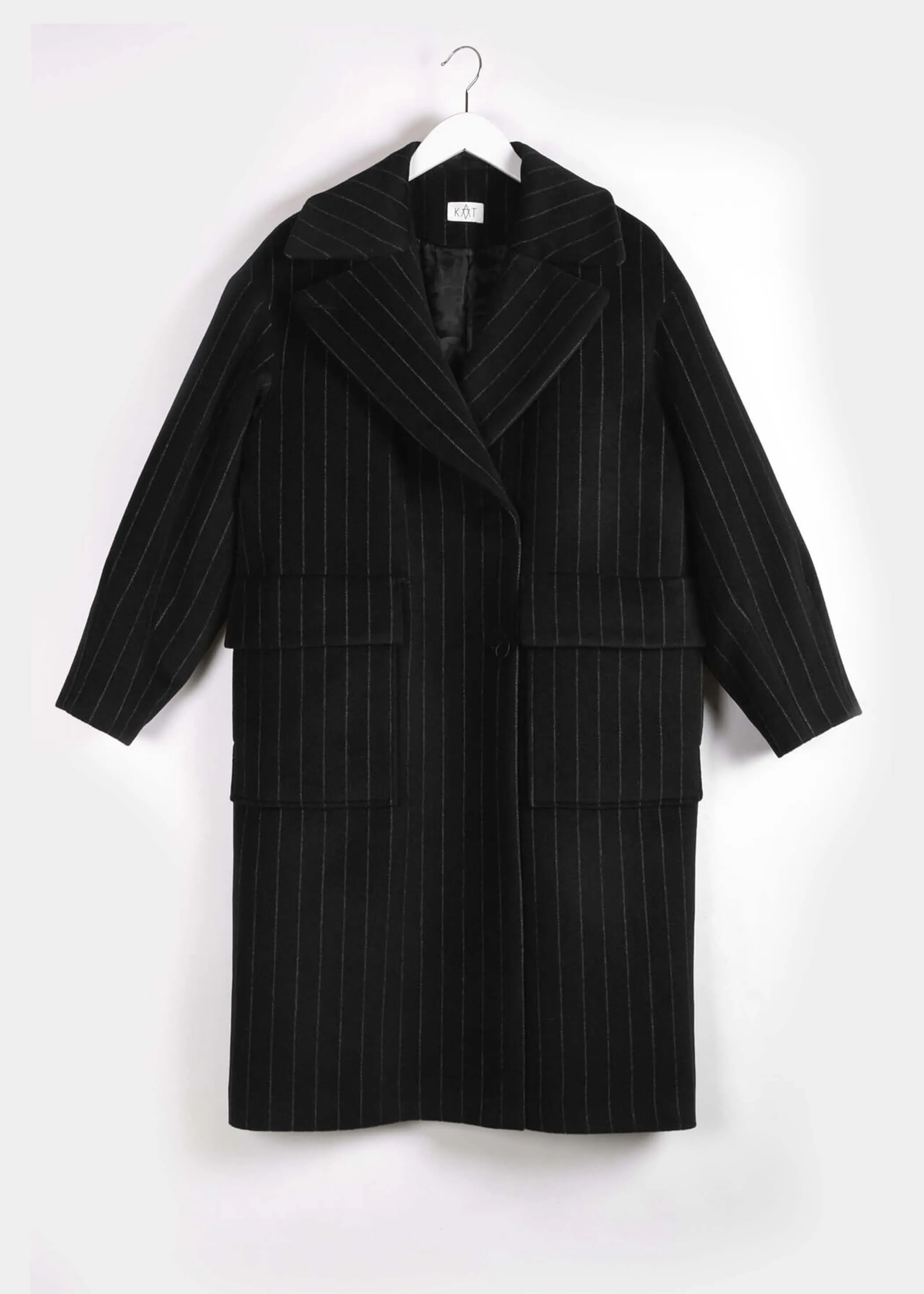 JOE Angora-blend Pinstripe Coat - Black