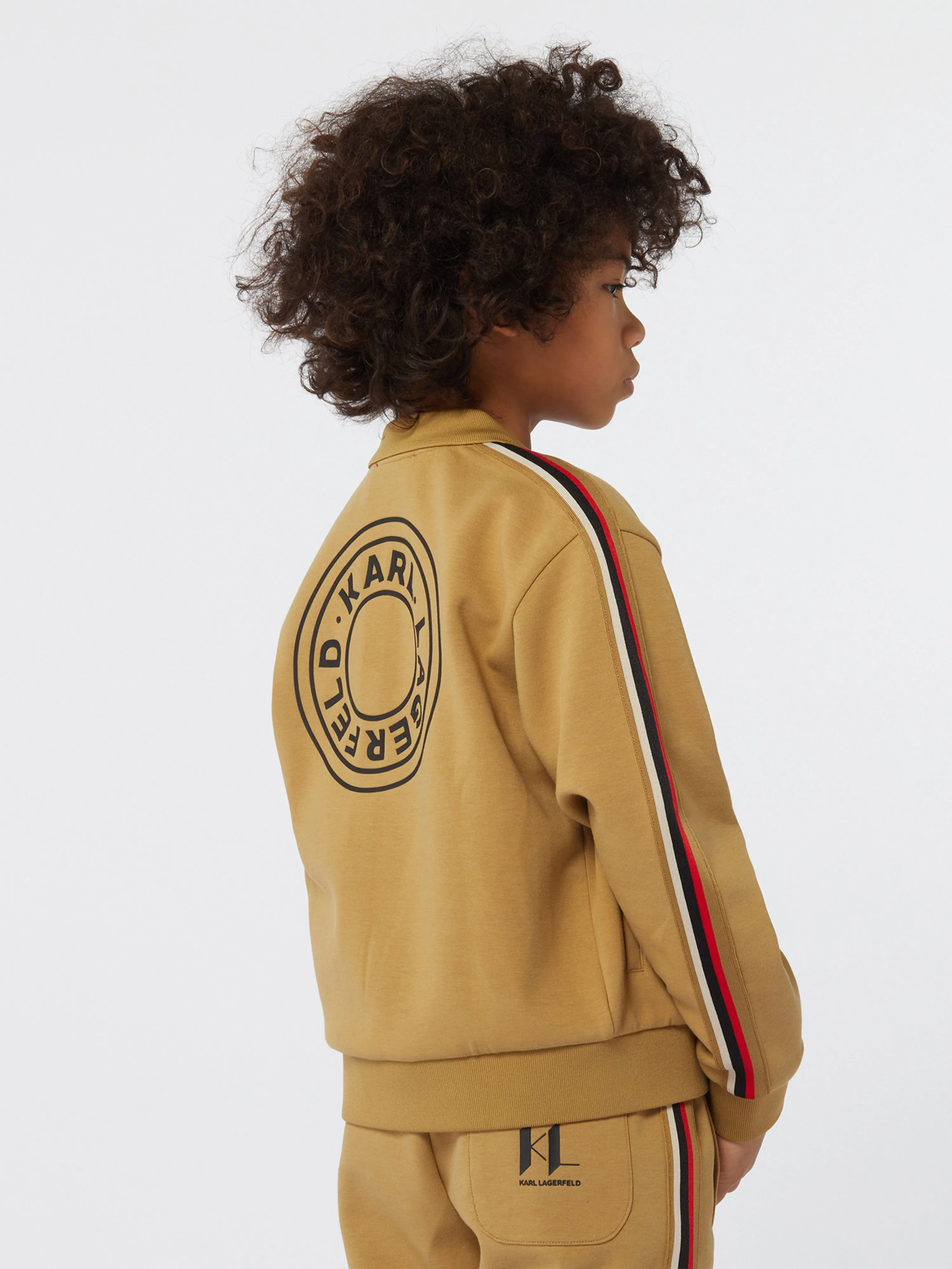 Karl Lagerfeld Boys Logo Print Track Jacket in Green