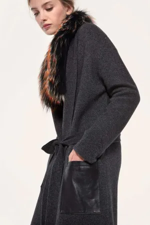 Knitted coat with fox