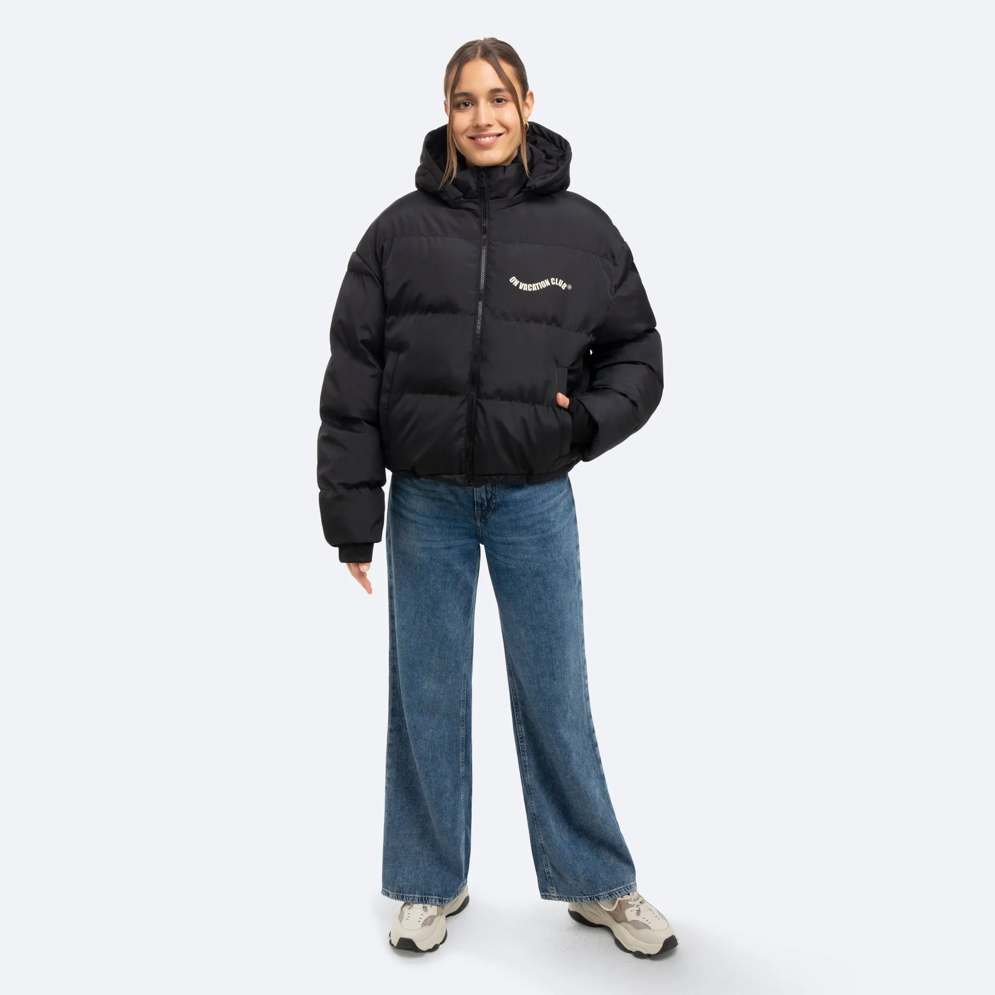 Ladies Puffer Jacket Swung - Black