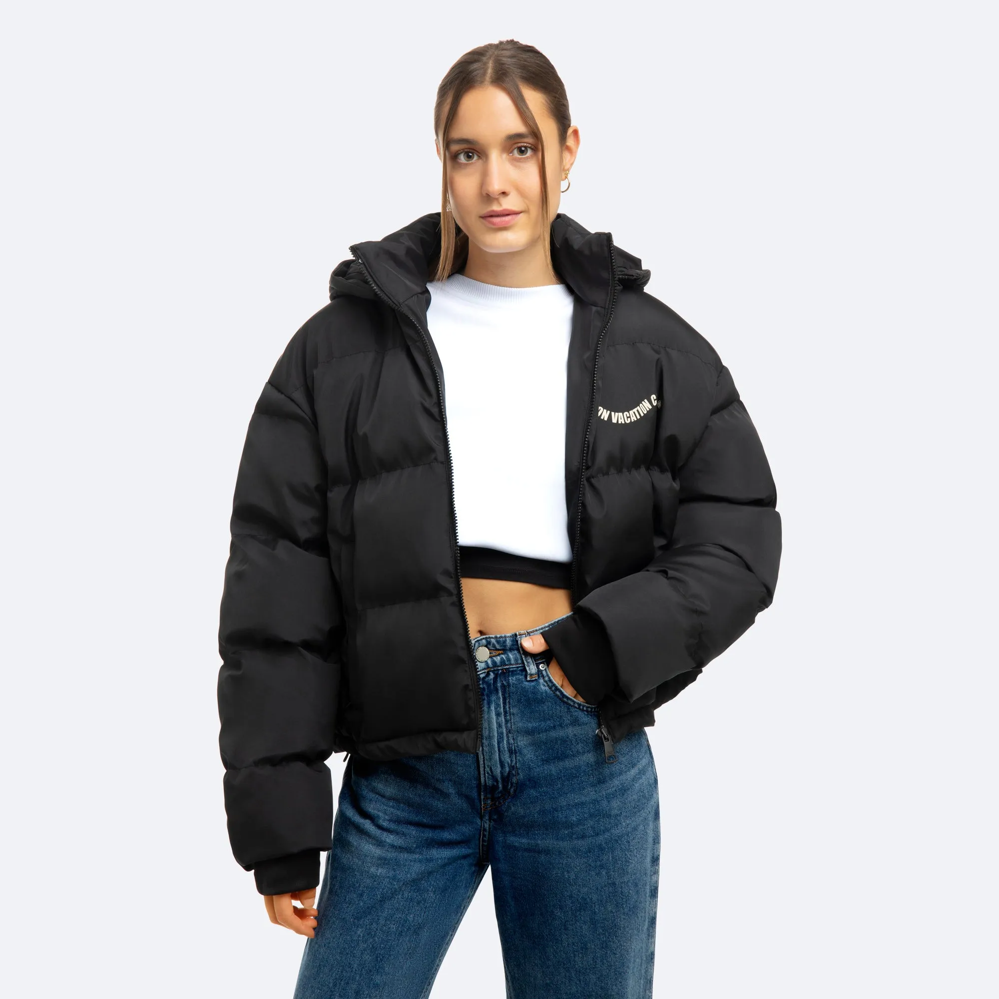 Ladies Puffer Jacket Swung - Black