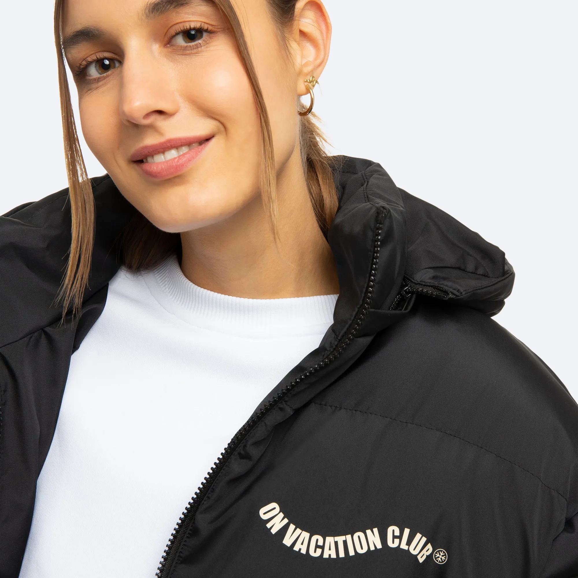 Ladies Puffer Jacket Swung - Black