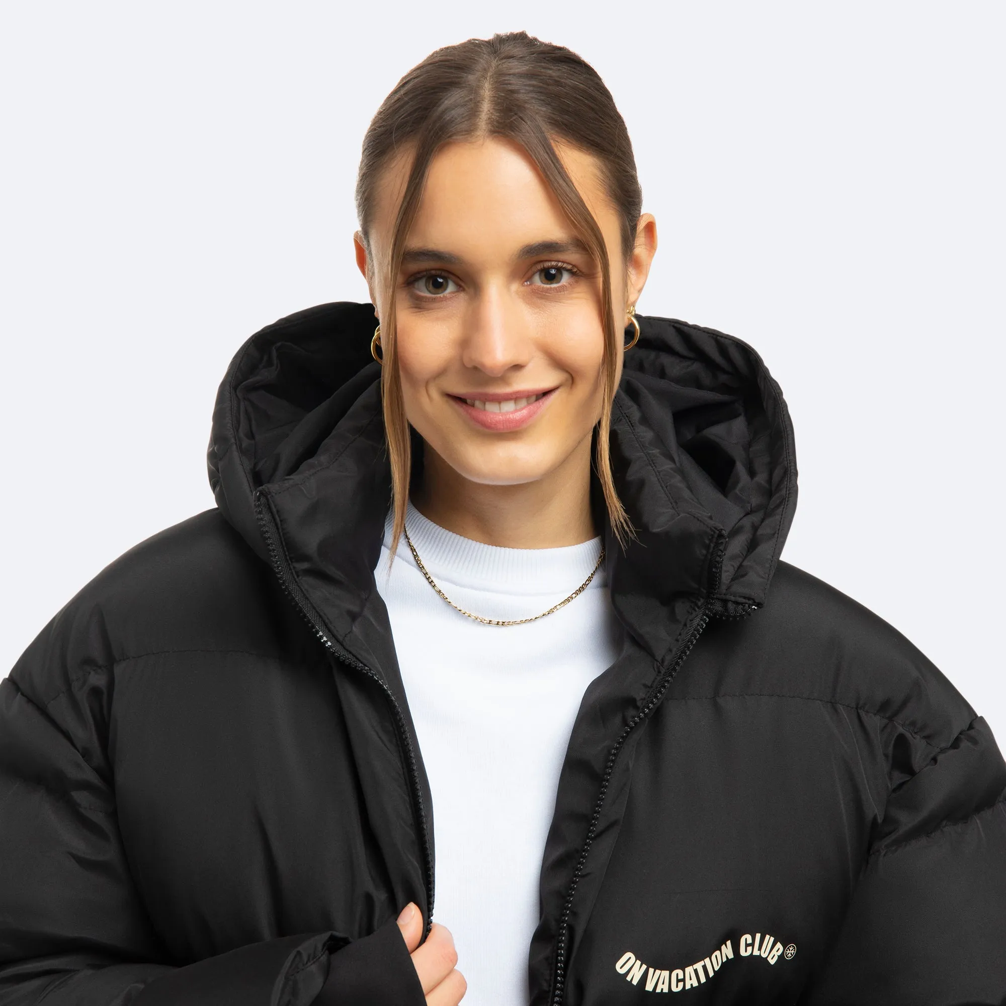 Ladies Puffer Jacket Swung - Black